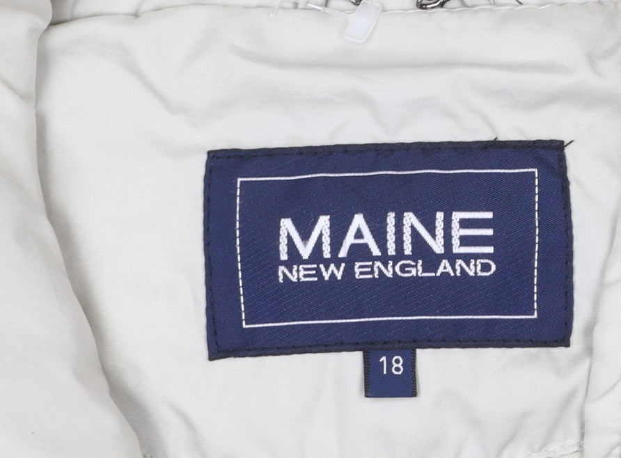 Maine New England Women's Beige Size 18 Parka Jacket with Zip & Button Detail