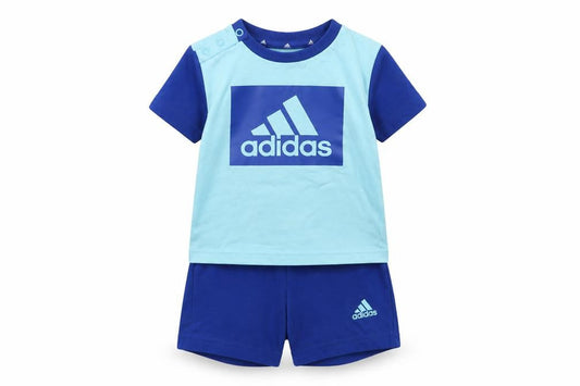 Adidas Unisex Baby Blue 6-9M Cotton Sports Shorts Set