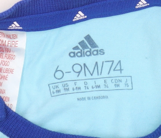 Adidas Unisex Baby Blue 6-9M Cotton Sports Shorts Set
