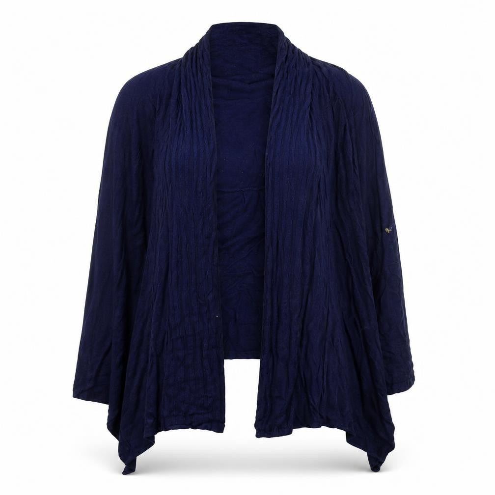 J & W Women's Blue Open-Knit Lightweight Cardigan M