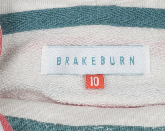Brakeburn Womens Beige Striped Size 10 Pullover Sweatshirt