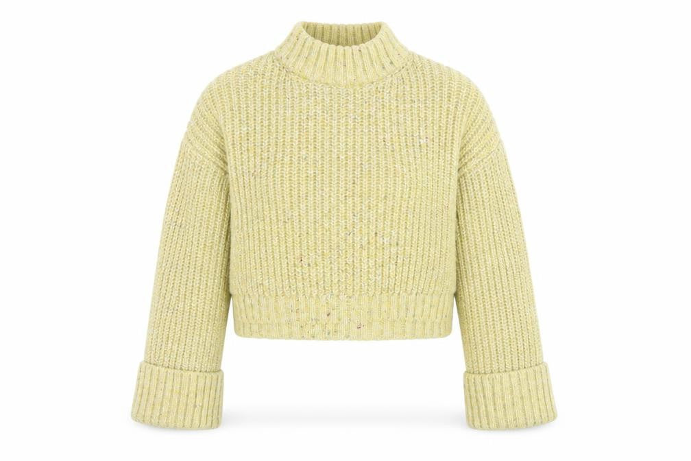 Topshop Womens Yellow Chunky Knit Mock Neck L Jumper