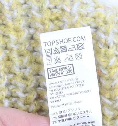 Topshop Womens Yellow Chunky Knit Mock Neck L Jumper