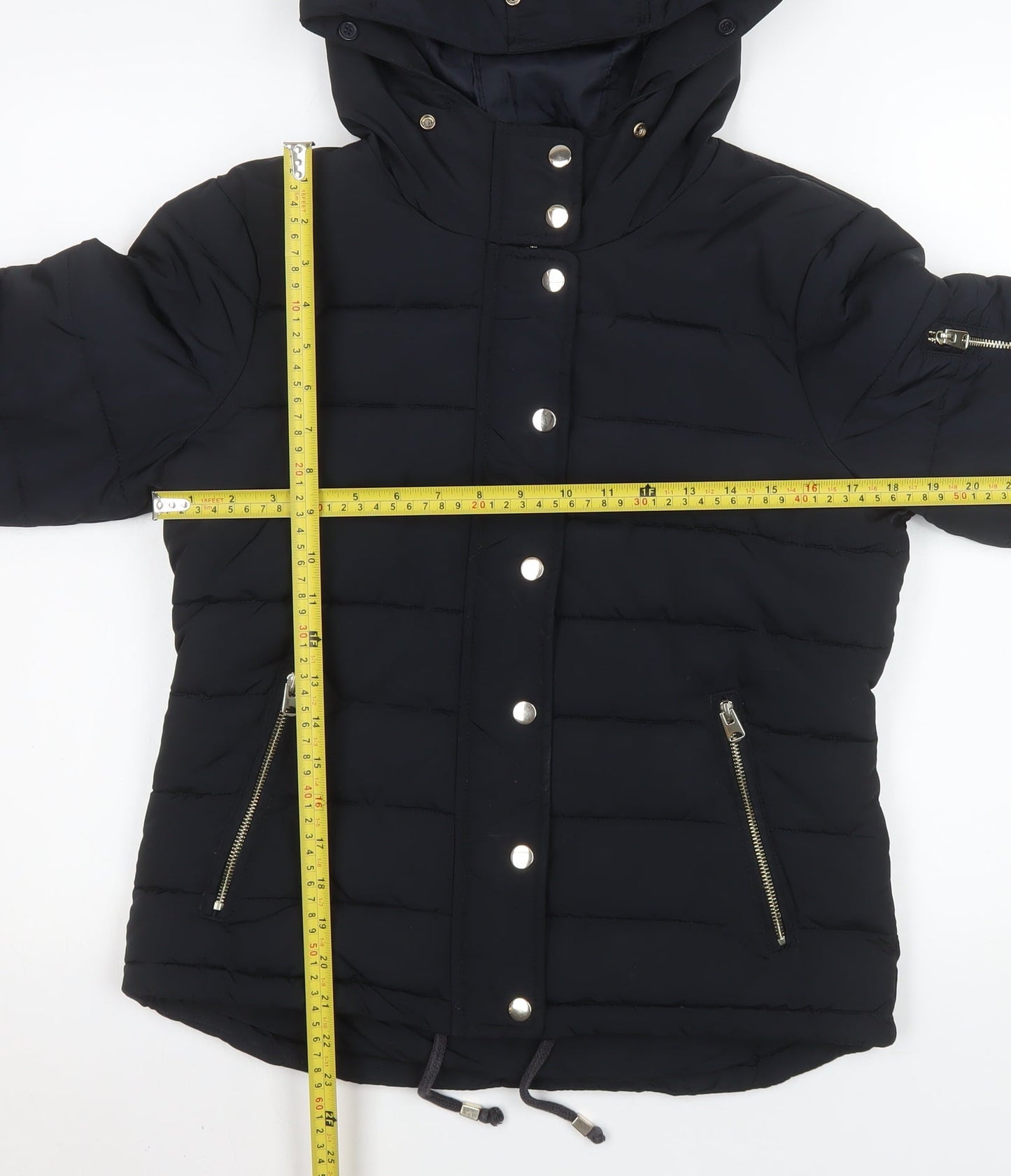 Topshop Women’s Black Puffer Jacket Hooded Size 10