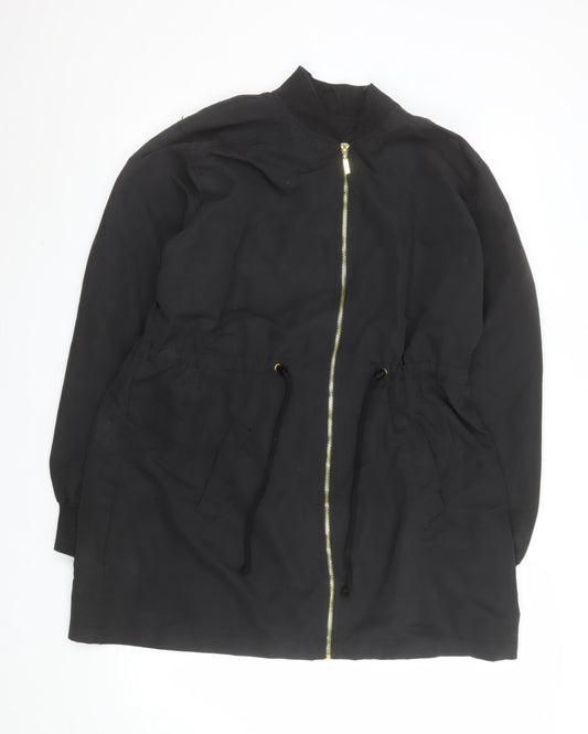 Boohoo Women’s Black Mid-Length Zip Parka Jacket Size M