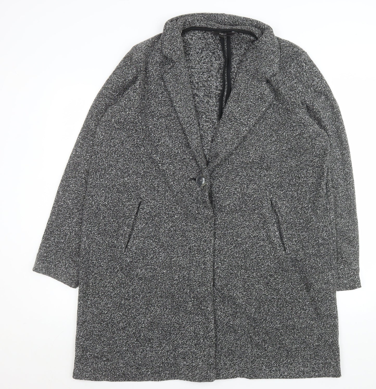 Next Women’s Grey Long Knit Overcoat Size 20 Classic Style