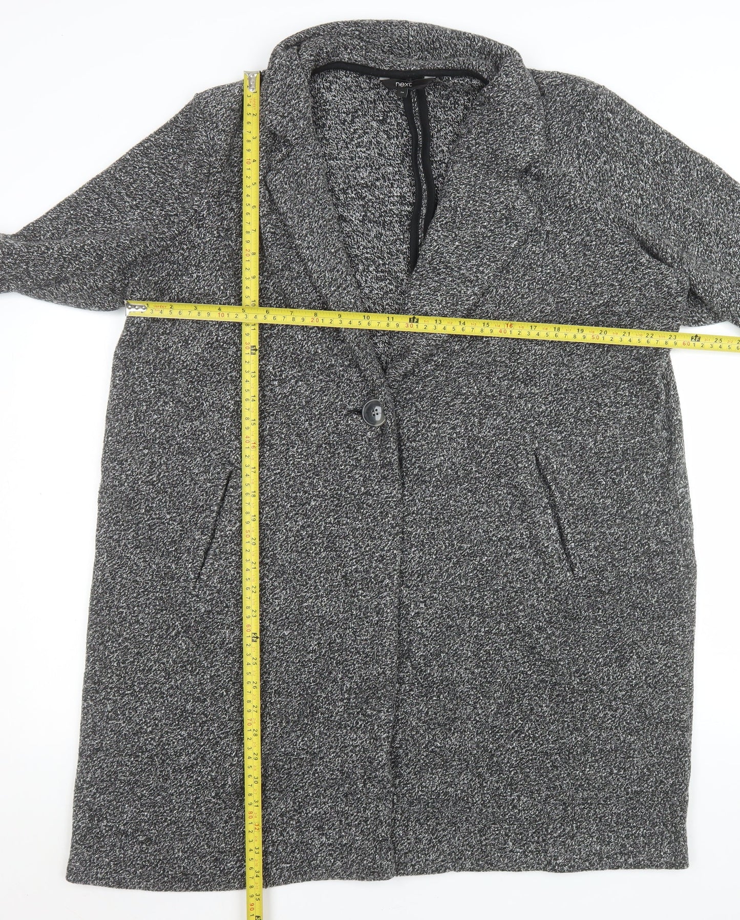 Next Women’s Grey Long Knit Overcoat Size 20 Classic Style