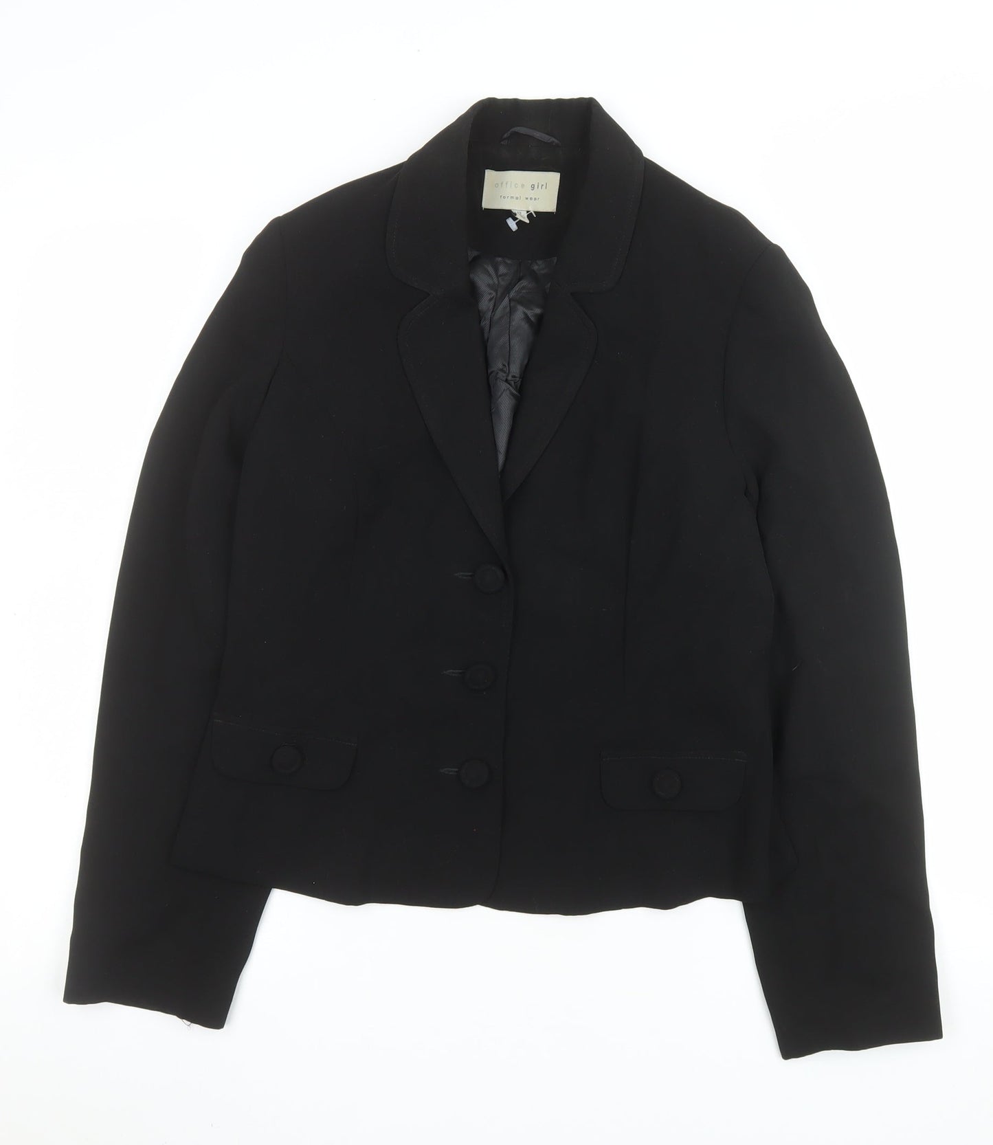 Office Girl Women's Black Size 12 Formal Suit Jacket Blazer Classic Workwear