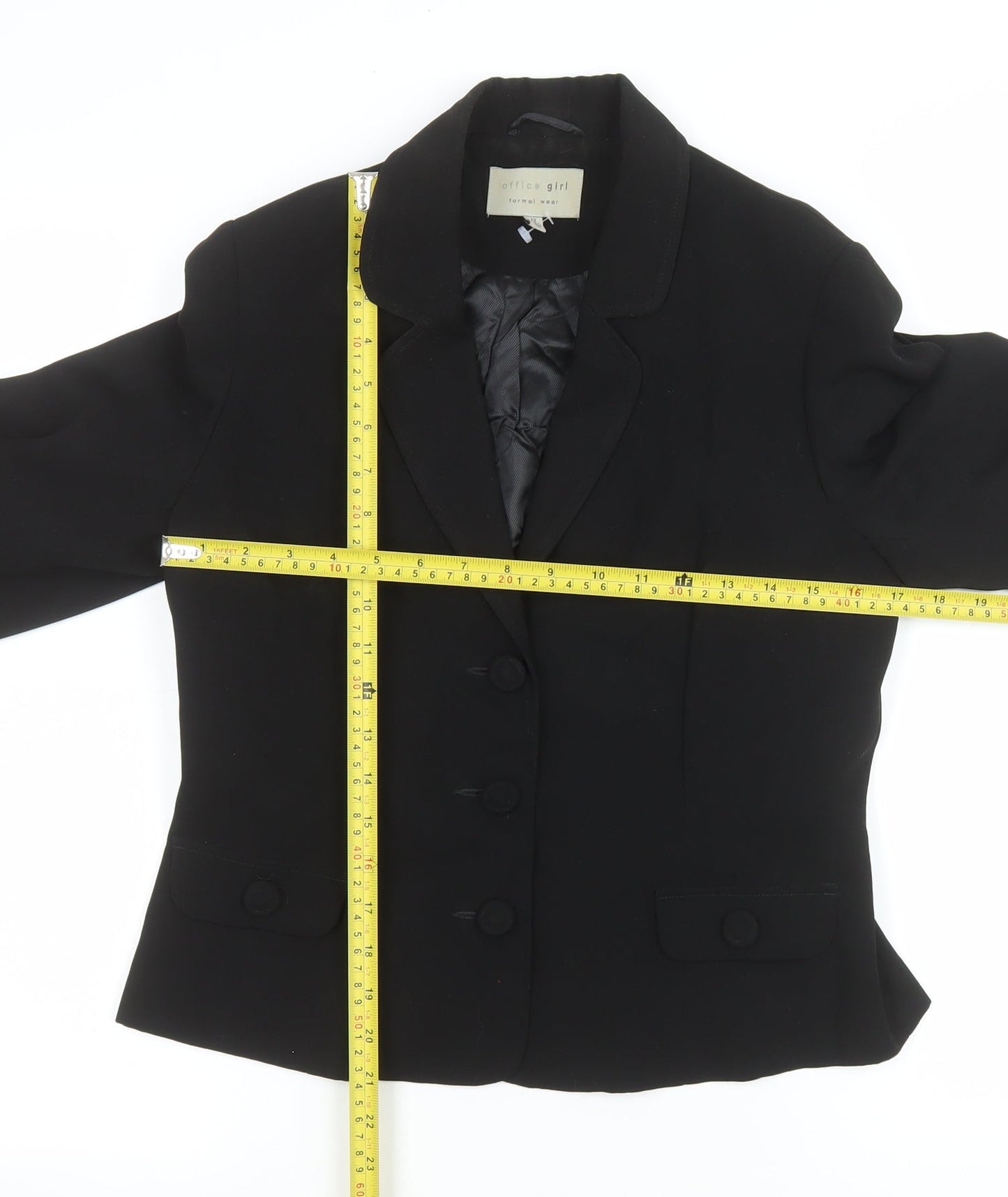 Office Girl Women's Black Size 12 Formal Suit Jacket Blazer Classic Workwear