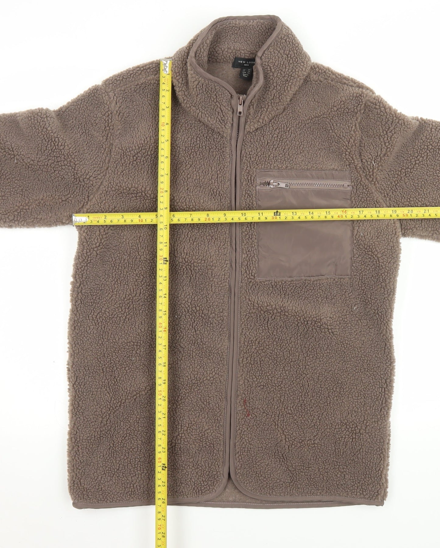 New Look Men Brown XS Full Zip Fleece Jacket