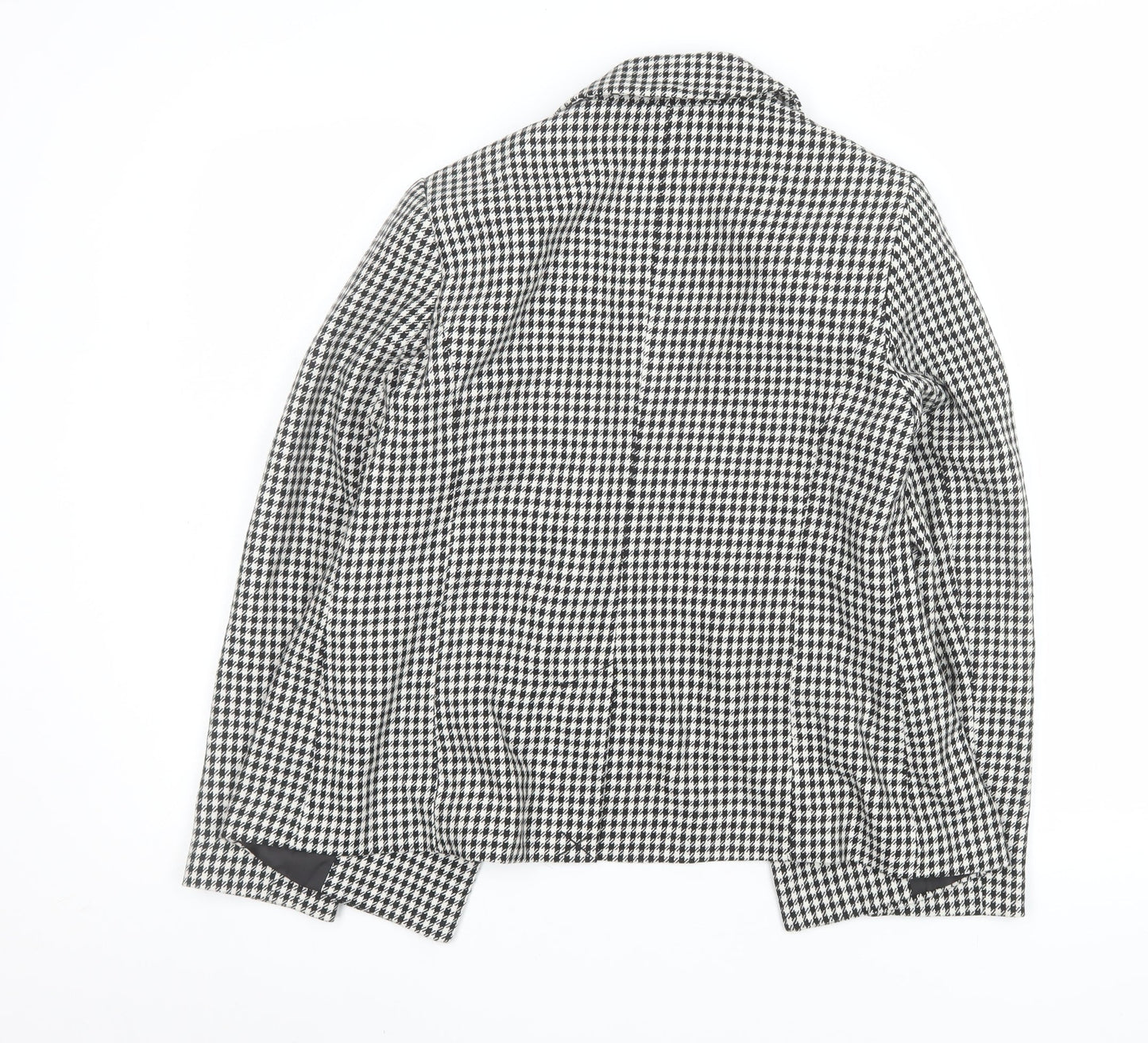 New Look Women Petite Black & White Houndstooth Double-Breasted Blazer UK 8