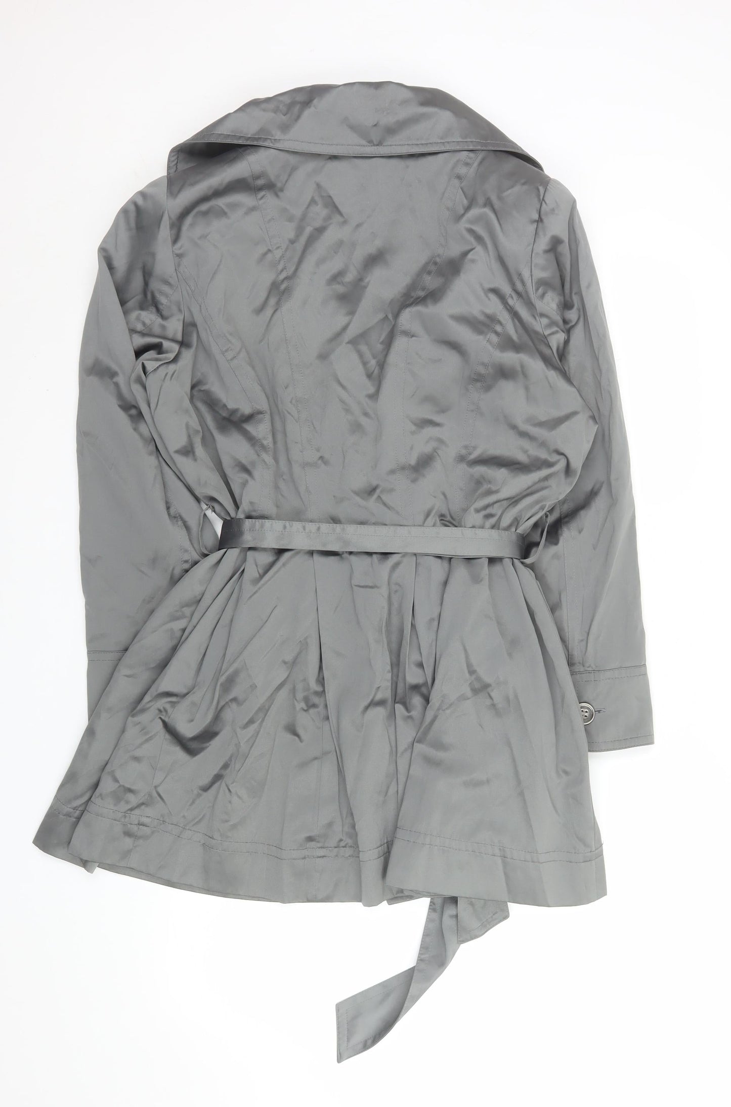 Changes by Together Women's Grey Trench Coat Size 18 Belted Mid-Length