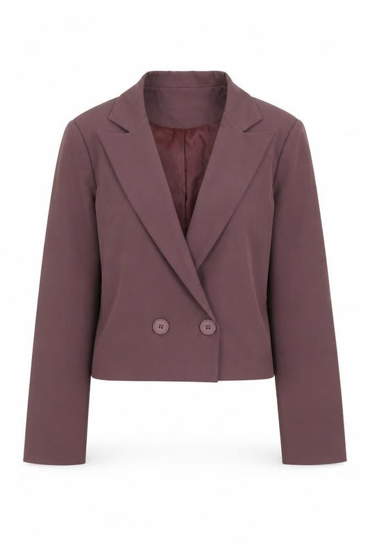 Heartbreak Women Brown Cropped Double-Breasted Blazer Size 8