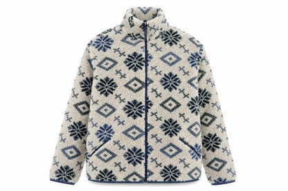 IVY Men’s Beige Geometric Fleece Full Zip Jacket Size M