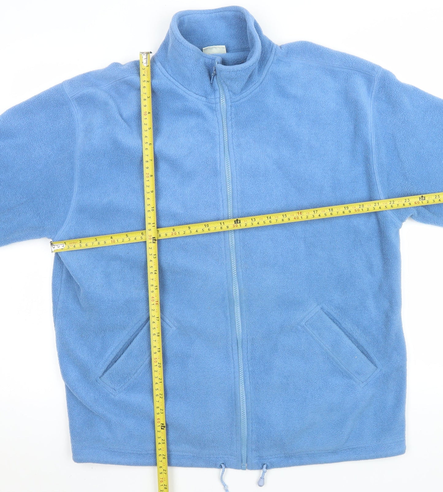 Eastex Men Blue Fleece Full Zip Jacket L Regular Fit Mid-Length