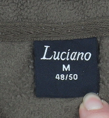 Luciano Mens Brown Fleece 1/4 Zip Pullover Sweatshirt Size M