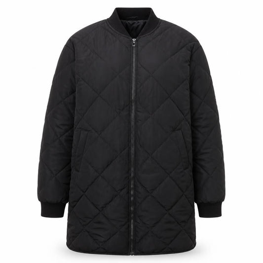 Boohoo Women’s Black Quilted Long Coat Size 10