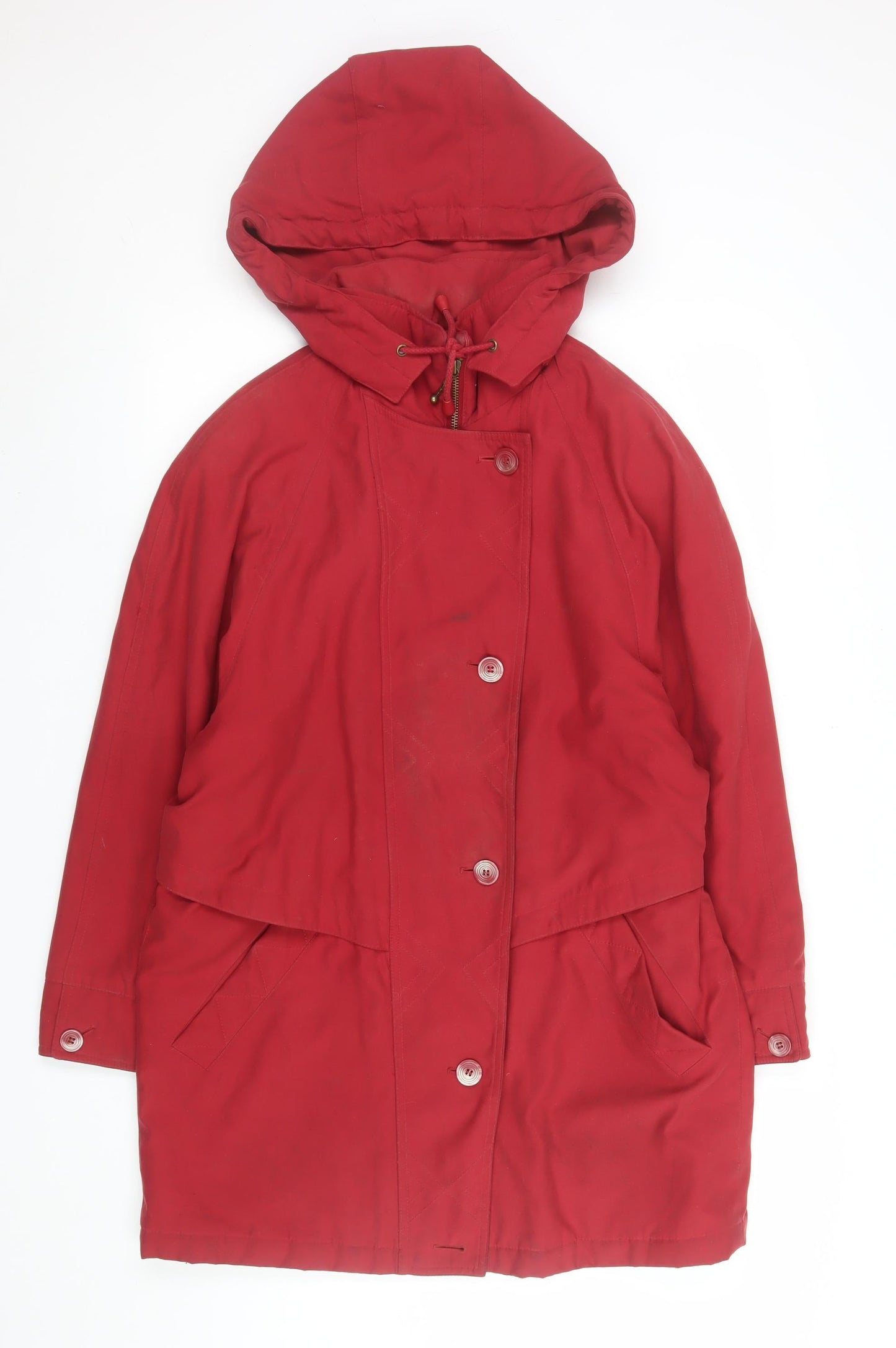 Dannimac Womens Red Hooded Mid-Length Rain Coat Size S