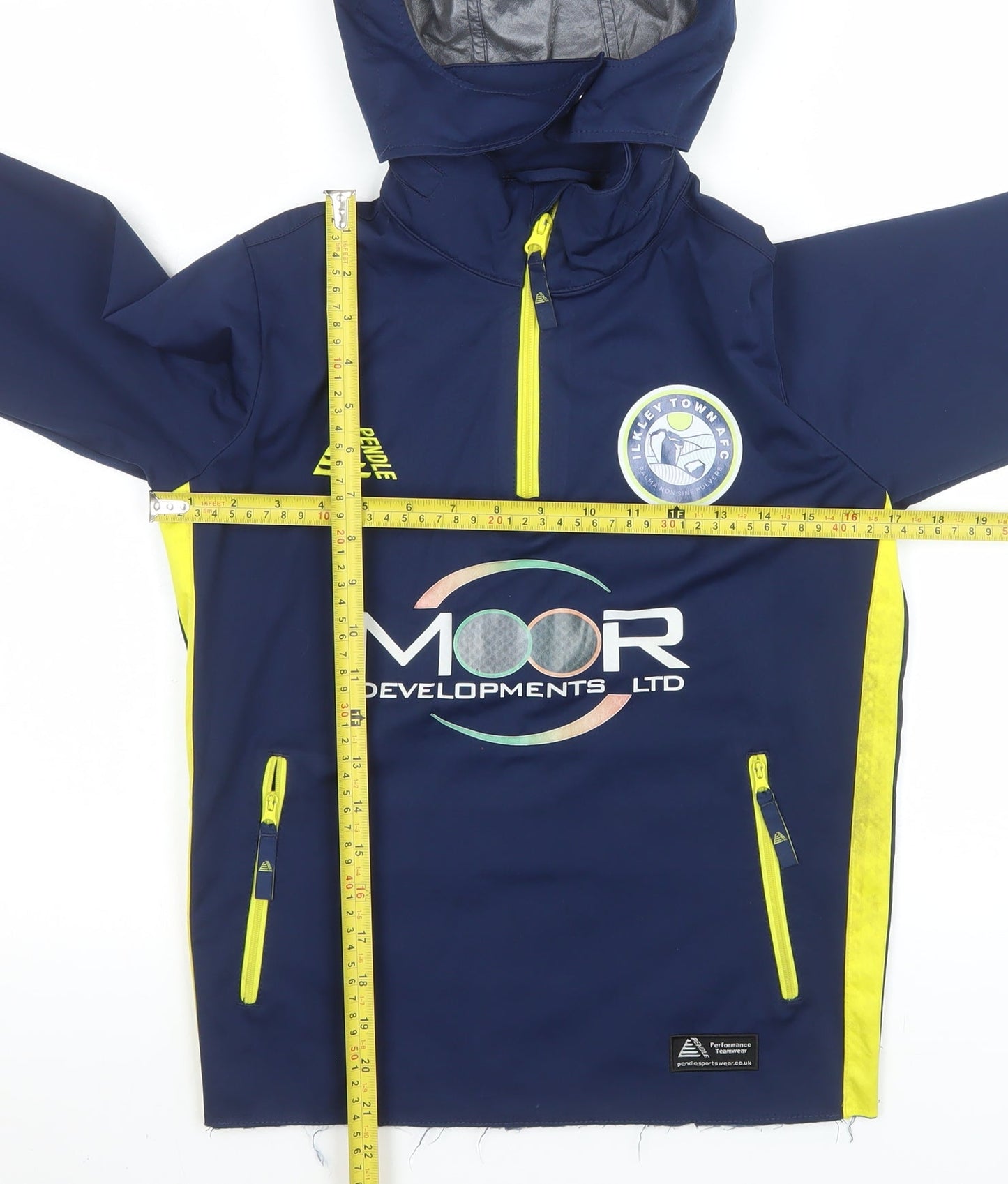 Prostar Boys Blue Football Anorak Jacket Size SY (30/32) Hooded 1/4 Zip