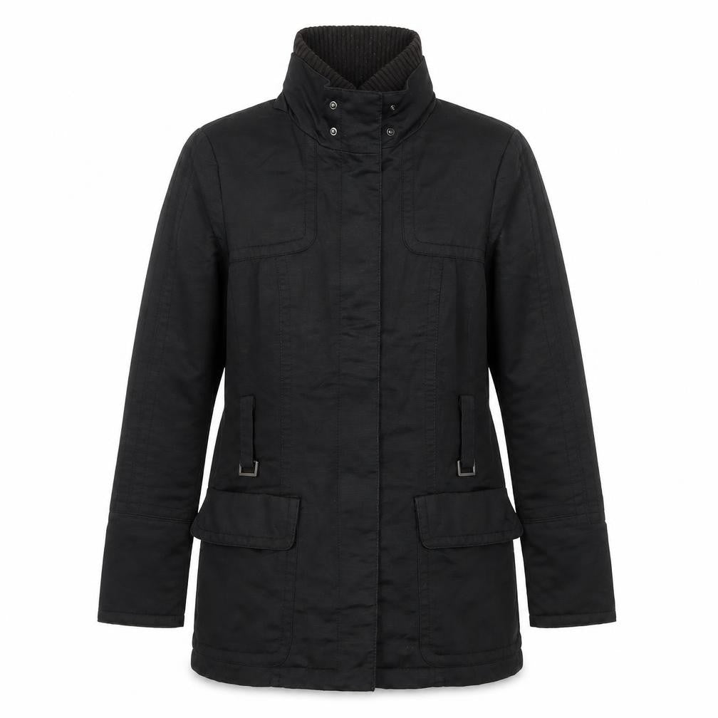Zara Men Black M Military Coat Cotton Blend Mid-Length Jacket