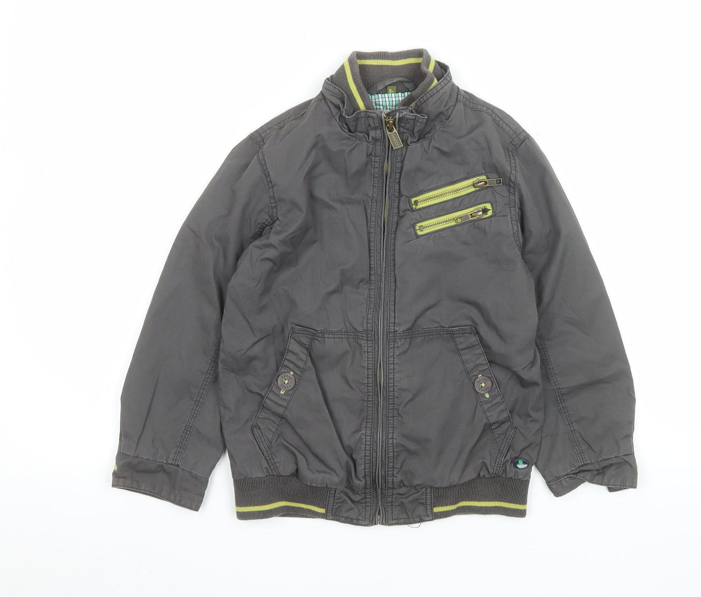 Baker by Ted Baker Boys Grey Cotton Bomber Jacket Age 7 Full Zip Casual