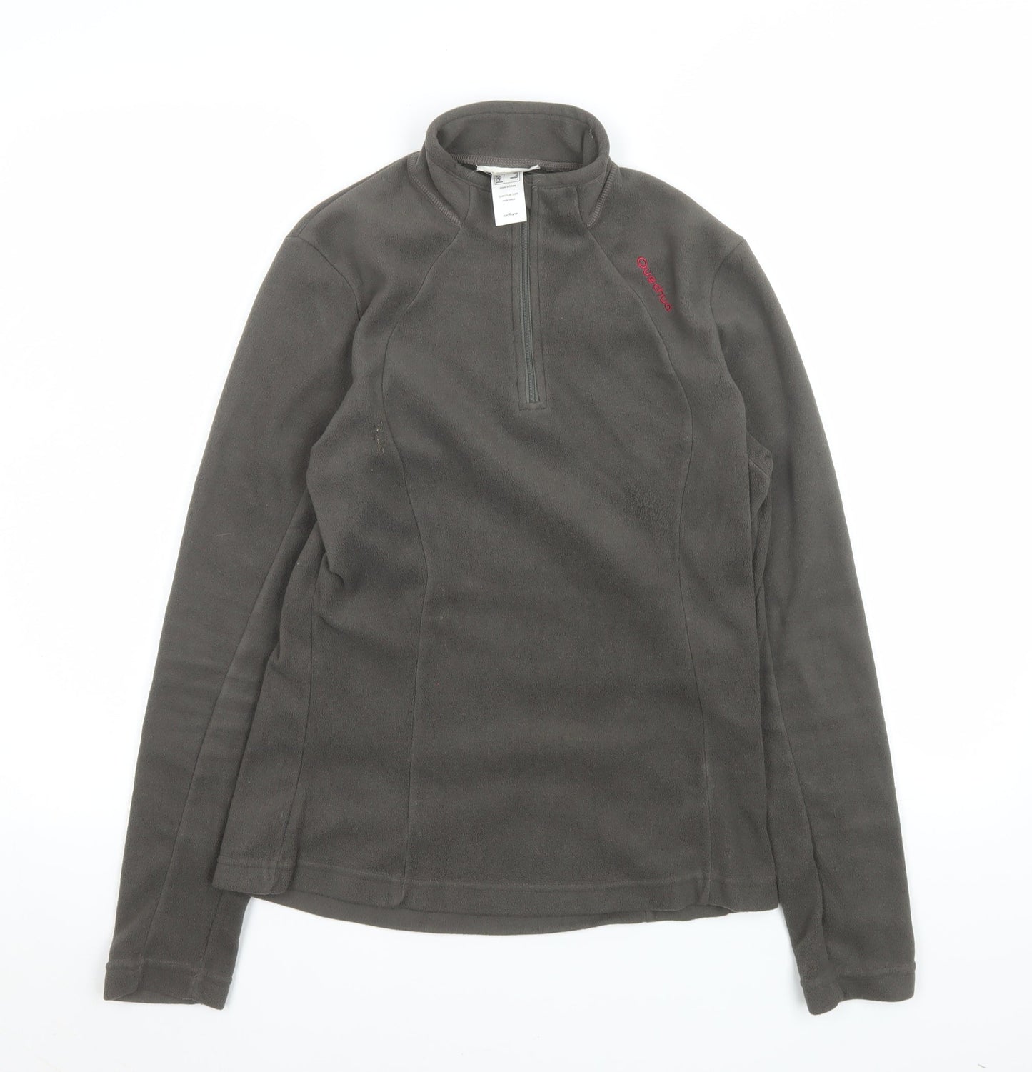Quechua Women's Grey Fleece Pullover Hoodie XS 1/4 Zip Hiking Top