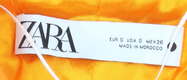 Zara Women’s Orange Cotton Double-Breasted Sleeveless Waistcoat S