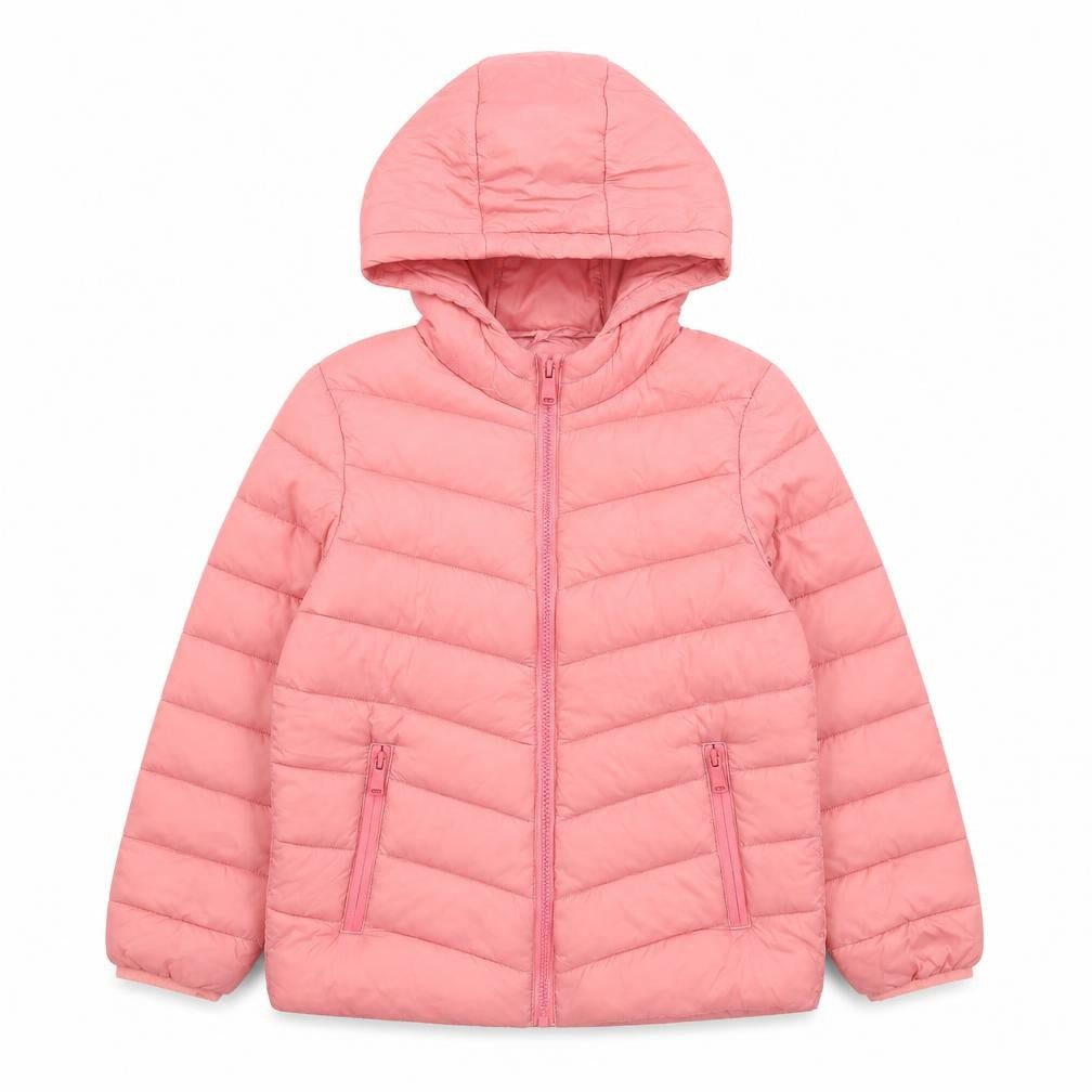 Marks & Spencer Girls Pink Hooded Puffer Jacket 8-9 Years Lined Water Repellent