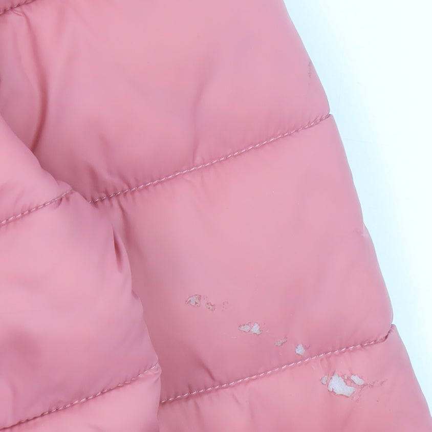 Marks and Spencer Girls Pink Hooded Puffer Jacket 8-9 Years Lined Water Repellent