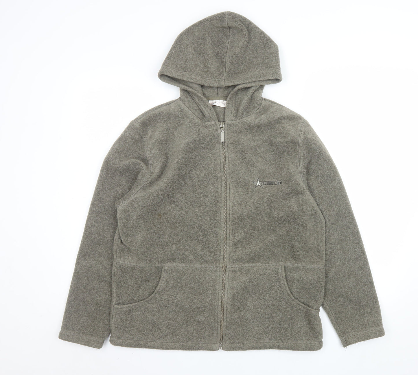 Bonmarché Men's Grey Hooded Fleece Jacket Size S Full Zip Casual