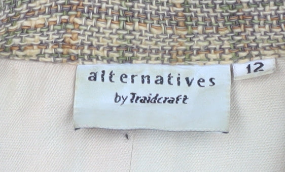 Alternatives by Traidcraft Women's Beige Tweed Button Jacket Size 12