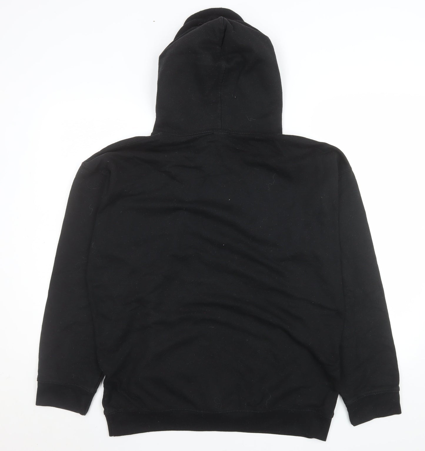 boohooMAN Men's Black Pullover Hoodie S Logo Fleece Sweatshirt