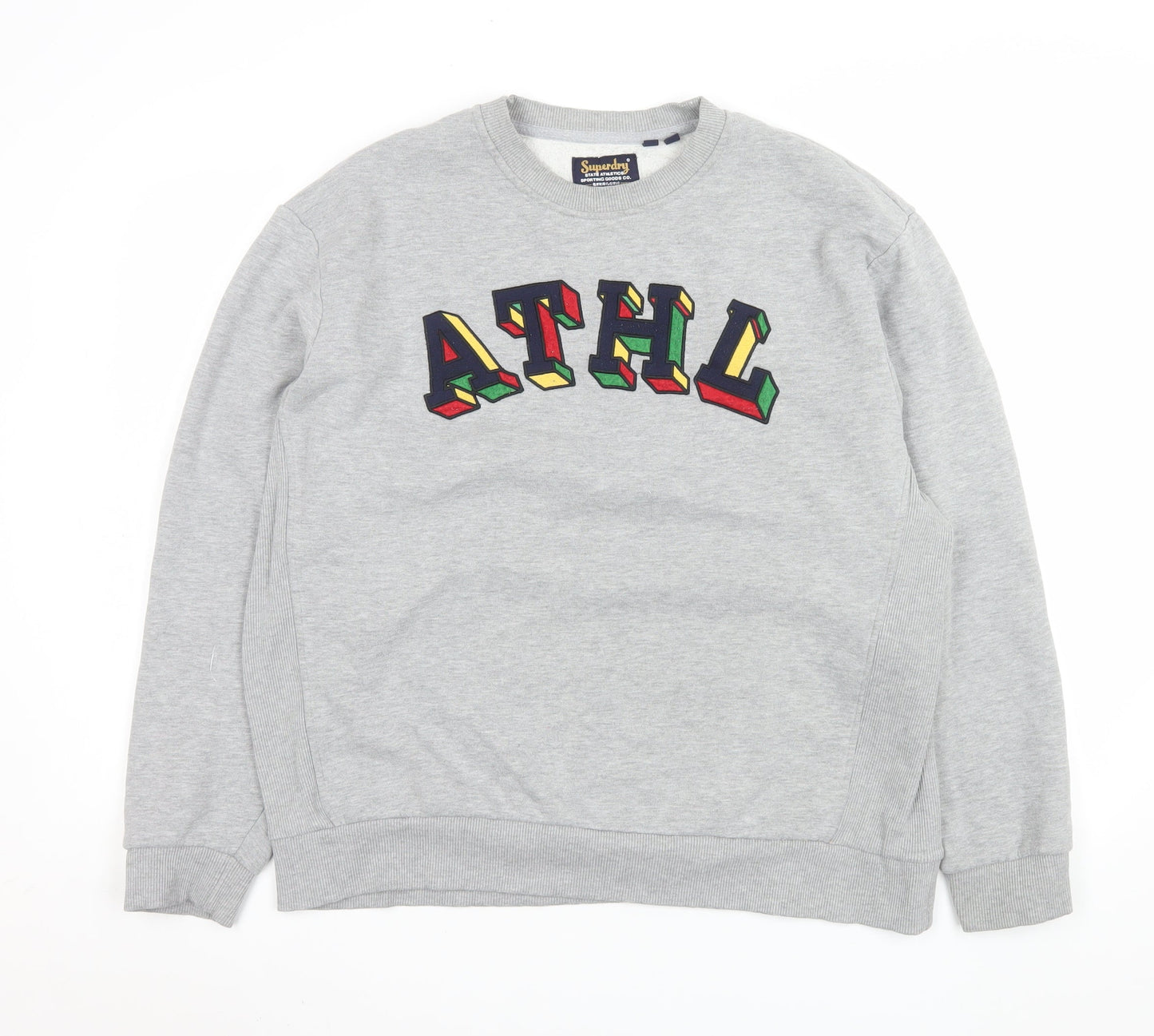 Superdry Womens Grey ATHL Graphic Pullover Sweatshirt UK 14