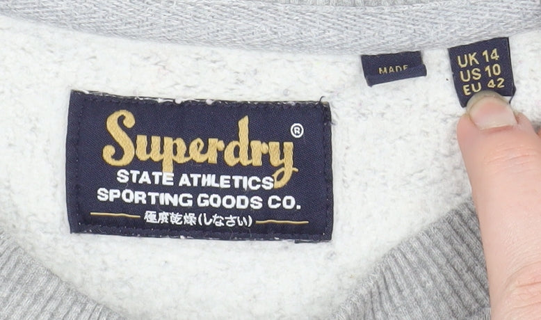 Superdry Womens Grey ATHL Graphic Pullover Sweatshirt UK 14