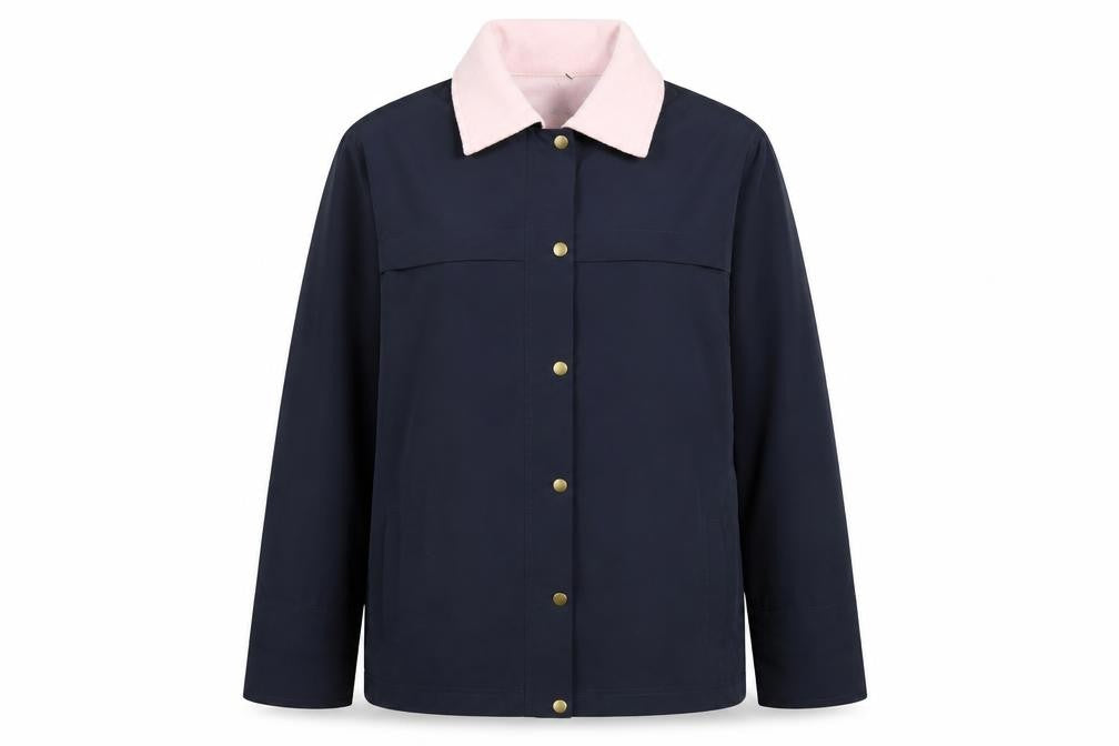 Marks & Spencer Womens Blue Pink Collar Mid-Length Jacket UK 12