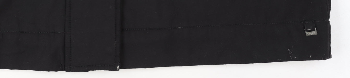 ReSET Women's Black Waterproof Long Hooded Rain Coat Size 12