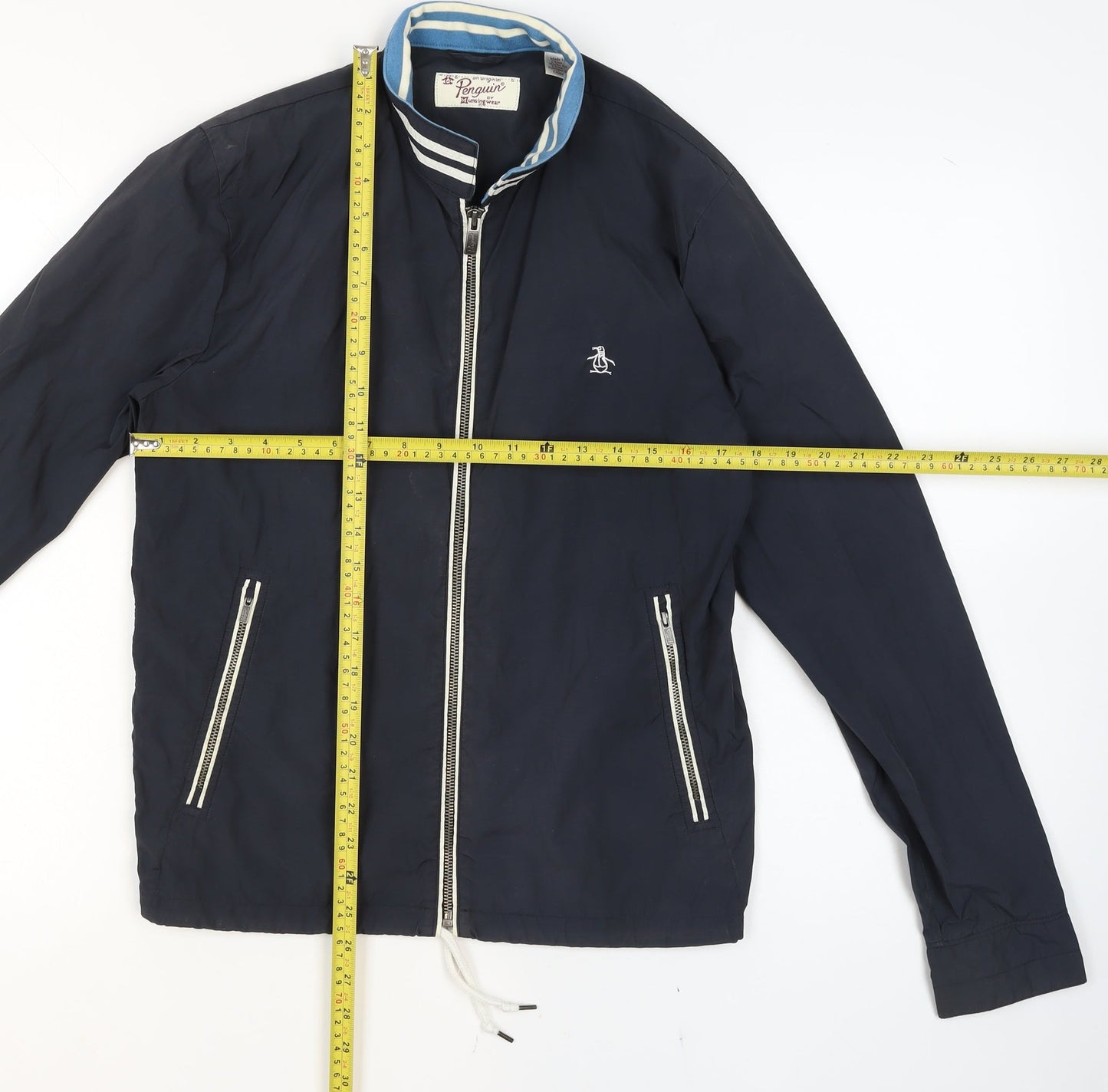 Original Penguin Boys Blue Bomber Jacket Size S Nylon Cotton Lightweight