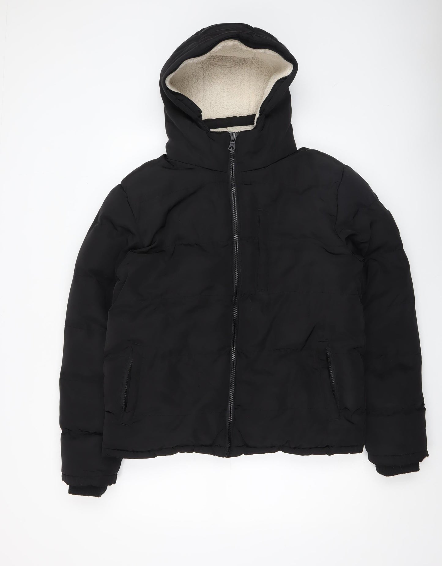 SoulCal & Co Men's Black Puffer Hooded Winter Jacket Size S