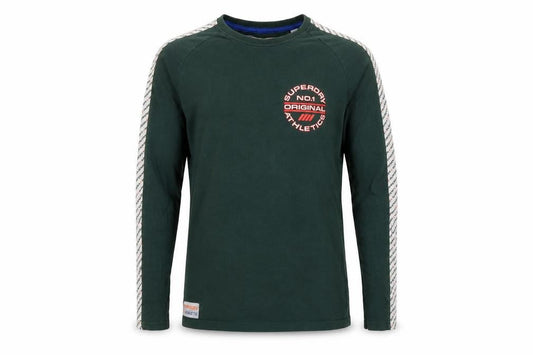 Superdry Men's Green Long Sleeve Athletic Logo Crew Neck Top Size L