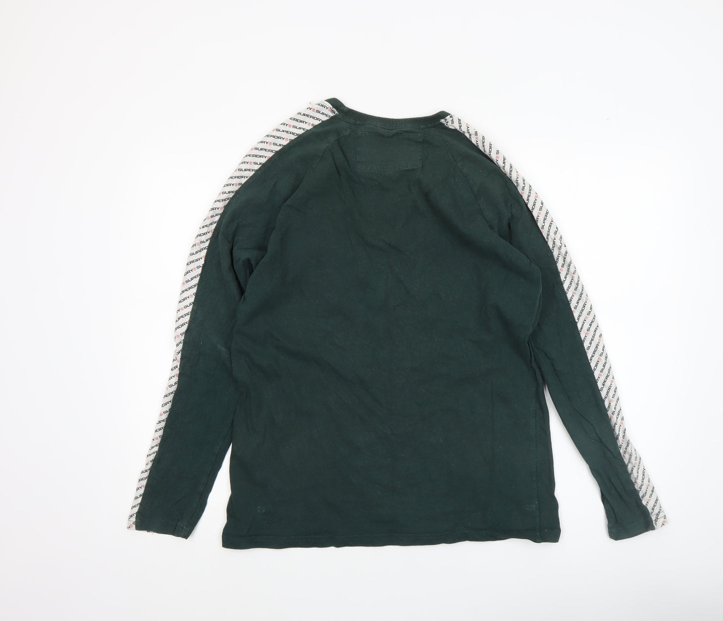 Superdry Men's Green Long Sleeve Athletic Logo Crew Neck Top Size L