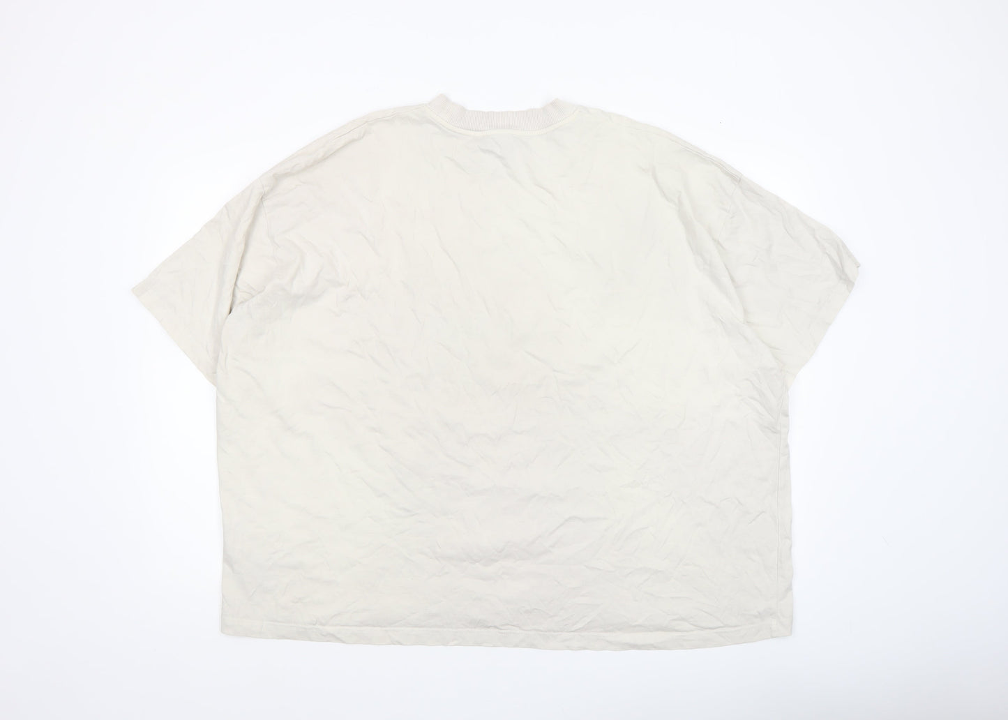 boohooMAN Men's Beige 2XL Studded Graphic Print Relaxed Fit T-Shirt