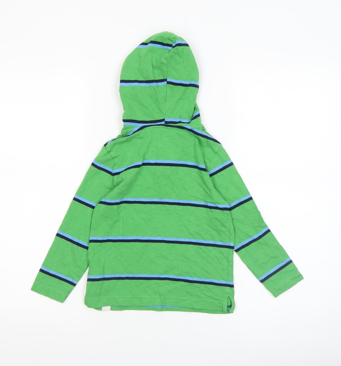 Baby Gap Boys Green Striped Hooded Long Sleeve T-Shirt 4 Years Cotton