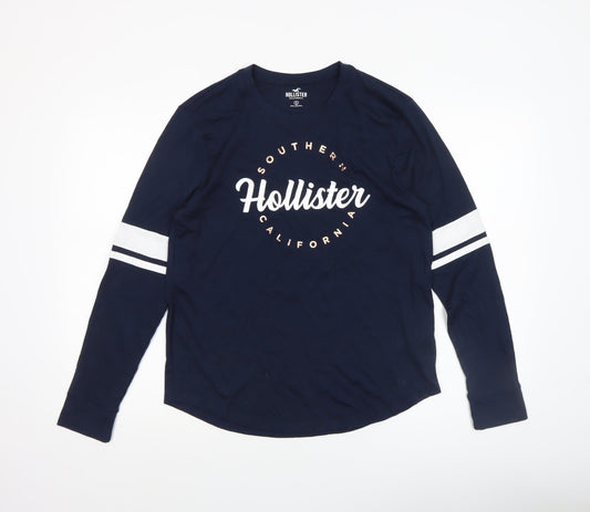 Hollister Women's Blue Long Sleeve Cotton Blend T-Shirt Size S