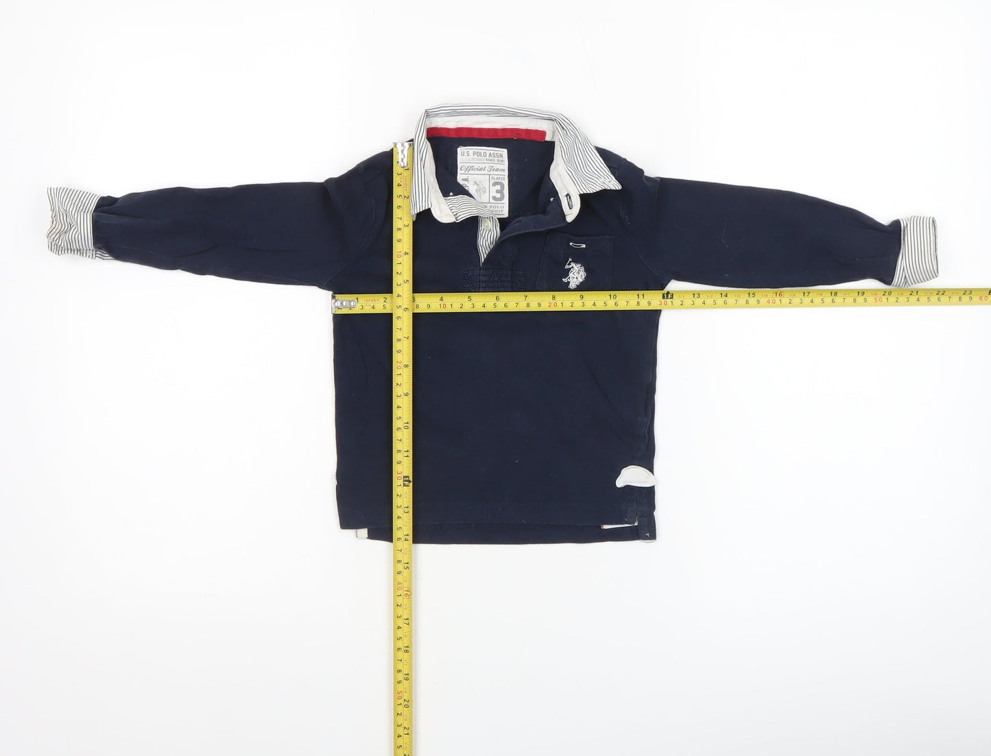 U.S. Polo Assn. Boys Blue Long Sleeve Polo Shirt 3 Years Cotton Embroidered