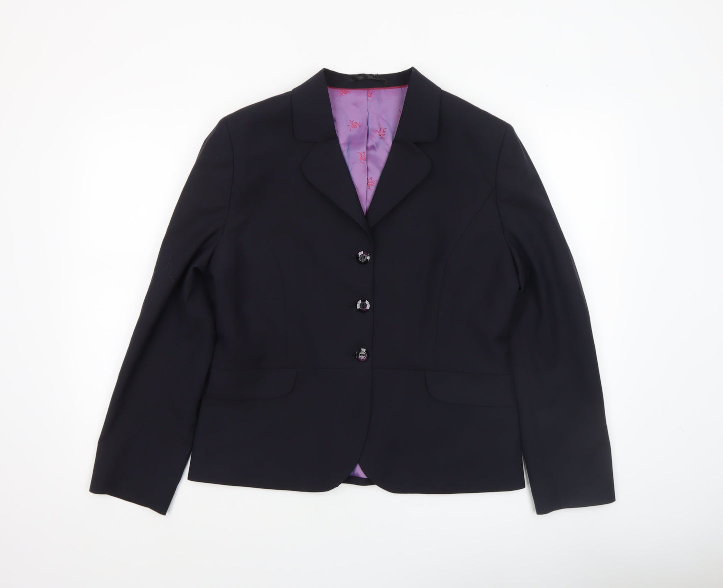 Brook Taverner Womens Black Size 14R Classic Wool Blend Suit Jacket
