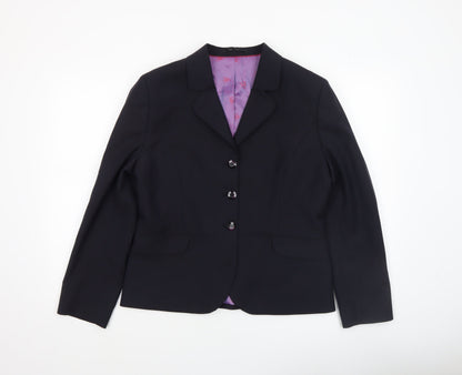 Brook Taverner Womens Black Size 14R Classic Wool Blend Suit Jacket