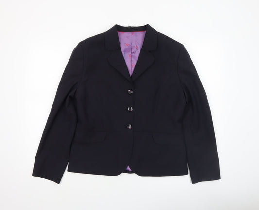 Brook Taverner Womens Black Size 14R Classic Wool Blend Suit Jacket