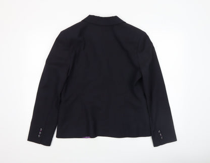 Brook Taverner Womens Black Size 14R Classic Wool Blend Suit Jacket