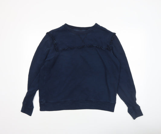 Marks and Spencer Women Navy Blue Ruffle Trim Sweatshirt Size 14