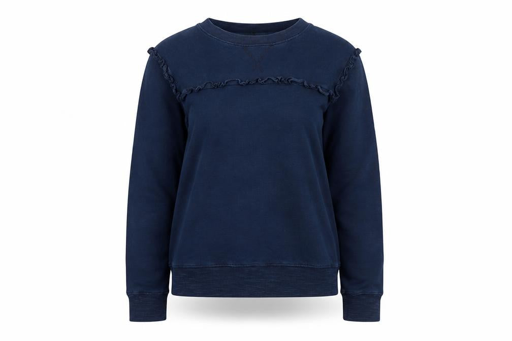 Marks & Spencer Women Navy Blue Ruffle Trim Sweatshirt Size 14